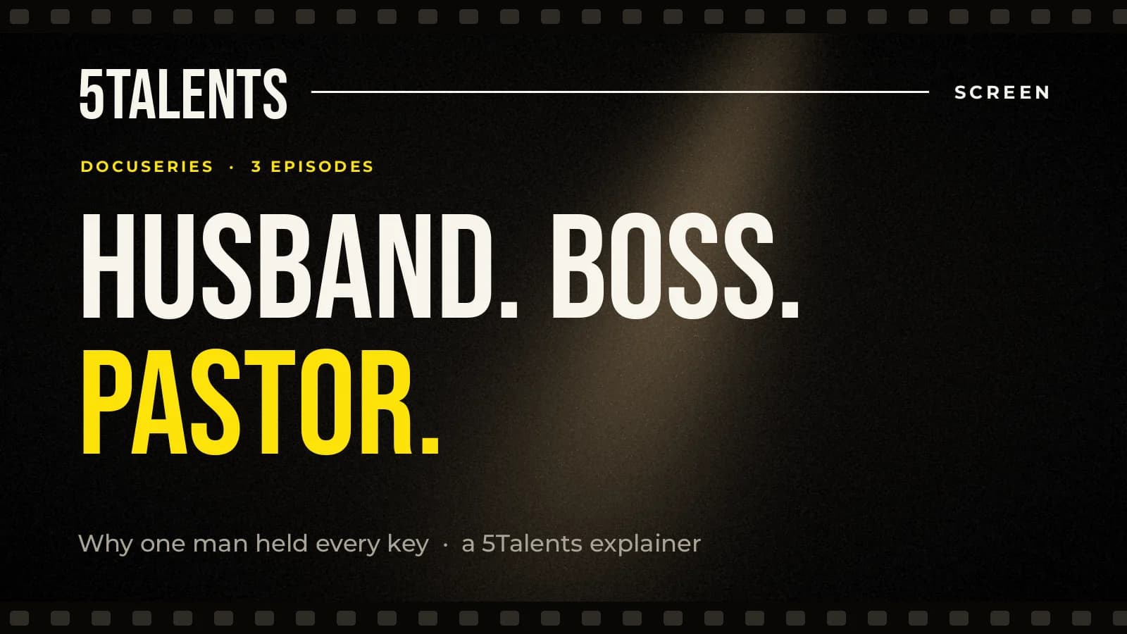 Text card reading: Husband. Boss. Pastor.